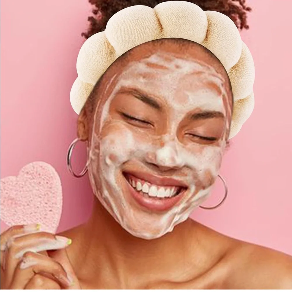 5 Piece Spa Set Tan Headband Hair Clip Weistbands New With Tags - Picture 3 of 6